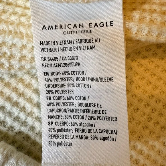 American Eagle Waffle Knit Shacket Cream Sz Small - Picture 8 of 8